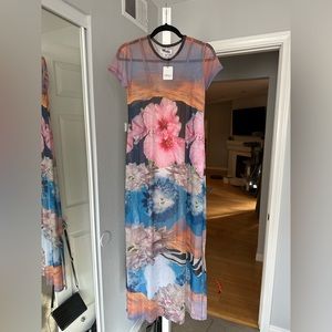 Free People Dress, Mesh Printed Paisaje Dress, New, Never Worn, Tags On, Medium